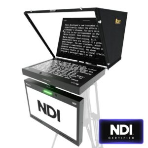 Aura™ 19″ PTZ POE++ NDI Teleprompter & NDI Talent Monitor w/ Full NDI Encoding/Decoding & IP Tally Light