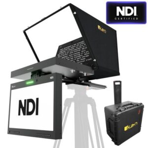 Aura™ 19″ PTZ POE++ NDI Teleprompter & NDI Talent Monitor w/ Full NDI Encoding/Decoding & IP Tally Light + Travel Kit