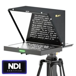 Aura™ 19″ POE++ Teleprompter w/ Full NDI Encoding/Decoding & IP Tally Light