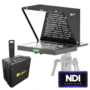 Aura™ 19″ POE++ Teleprompter w/ Full NDI Encoding/Decoding & IP Tally Light + Travel Kit