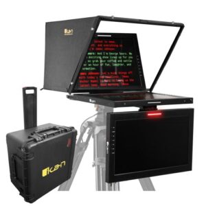 Professional 19 in. High Bright PTZ Teleprompter w/ Widescreen Tally SDI Monitor, Talent Monitor & Travel Kit