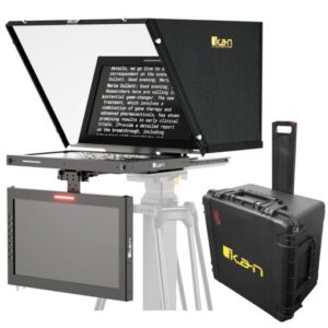 Professional 15 in. High Bright PTZ Teleprompter w/ Tally SDI & HDMI Monitor, Widescreen Talent Monitor & Travel Kit