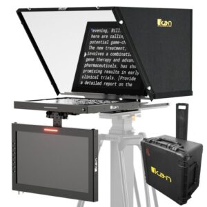 Aura™ Professional 17 in. High Bright SDI PTZ Teleprompter w/ Talent Monitor and Travel Kit