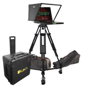 19″ Widescreen PTZ 3G-SDI Teleprompter, Tripod & Dolly Turnkey, Travel Kit