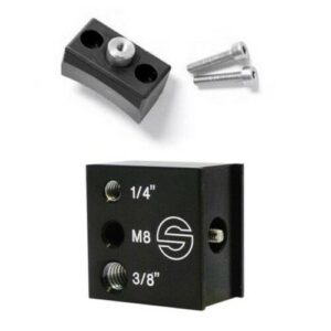 Accessory mount with 1/4 in, M8, 3/8 in tap holes